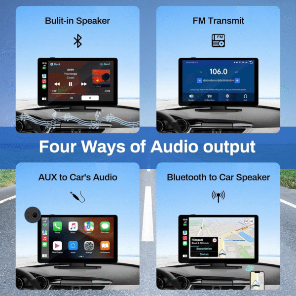 Wireless Carplay Screen for Car with 4K Dash Cam, 9" Portable Carplay & Android Auto, Car Stereo Touchscreen with 1080P Backup Camera, GPS Navigation/Voice Control/Mirror Link/Bluetooth - Image 4