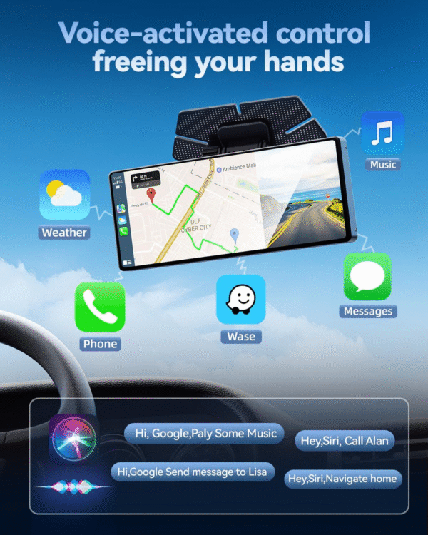 Carplay Screen for Car, 8.1" HD Portable Touch Screen Car Stereo with Android Auto, 4K Dash Cam, 1080P Backup Camera, GPS Navigation, Mirror Link, Bluetooth, AUX, FM Transmitter - Image 4