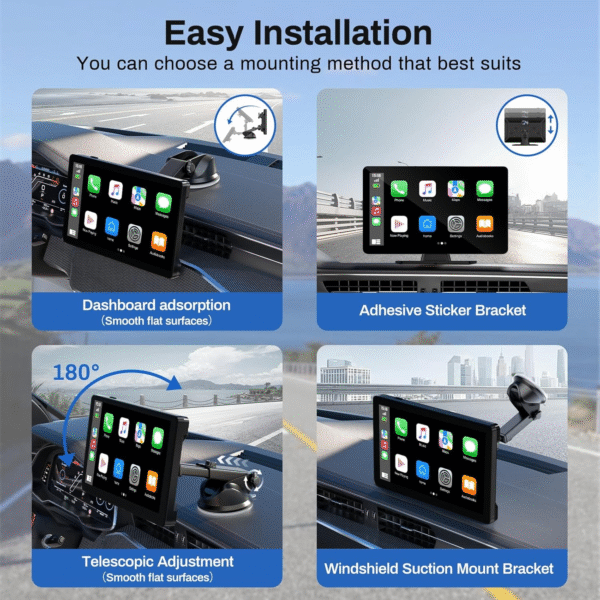 Wireless Carplay Screen for Car with 4K Dash Cam, 9" Portable Carplay & Android Auto, Car Stereo Touchscreen with 1080P Backup Camera, GPS Navigation/Voice Control/Mirror Link/Bluetooth - Image 6