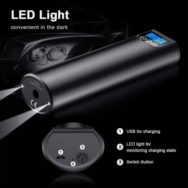 12V 150PSI Rechargeable Air Pump Tire Inflator Cordless Portable Compressor Digital Car Tyre Pump for Car Bicycle Tires Balls - Image 6